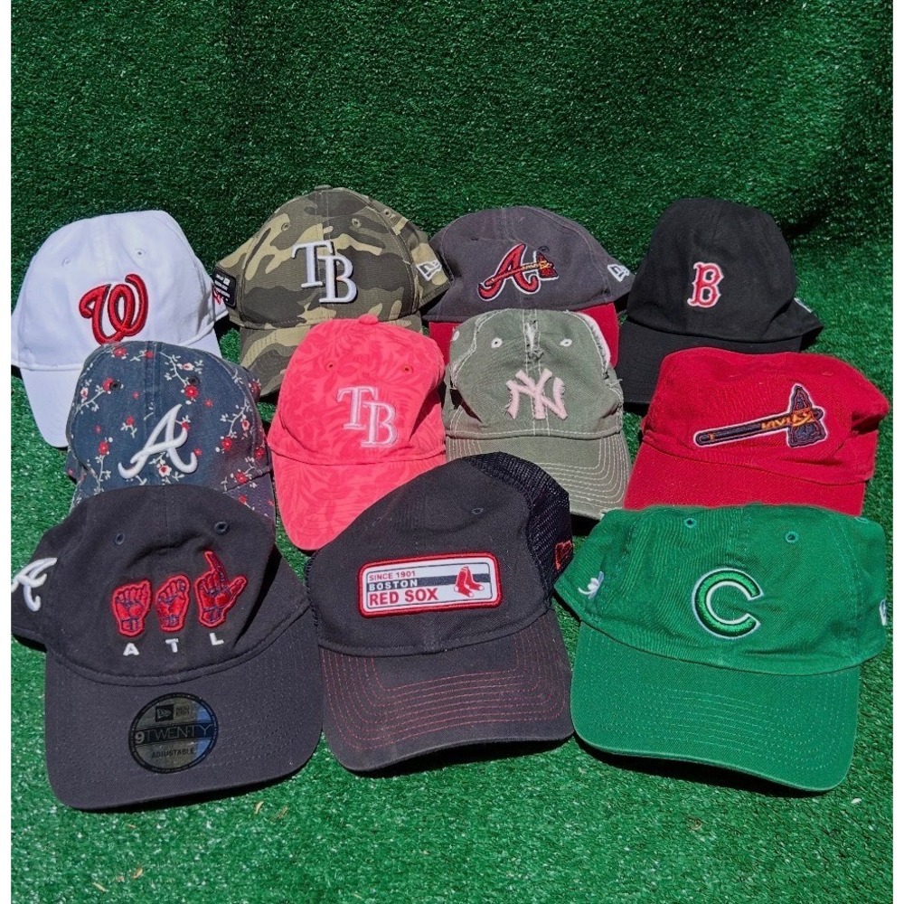 MLB Baseball Hat Lot 11pc Atlanta Braves Red Sox Rays Yankees New Era 9TWENTY